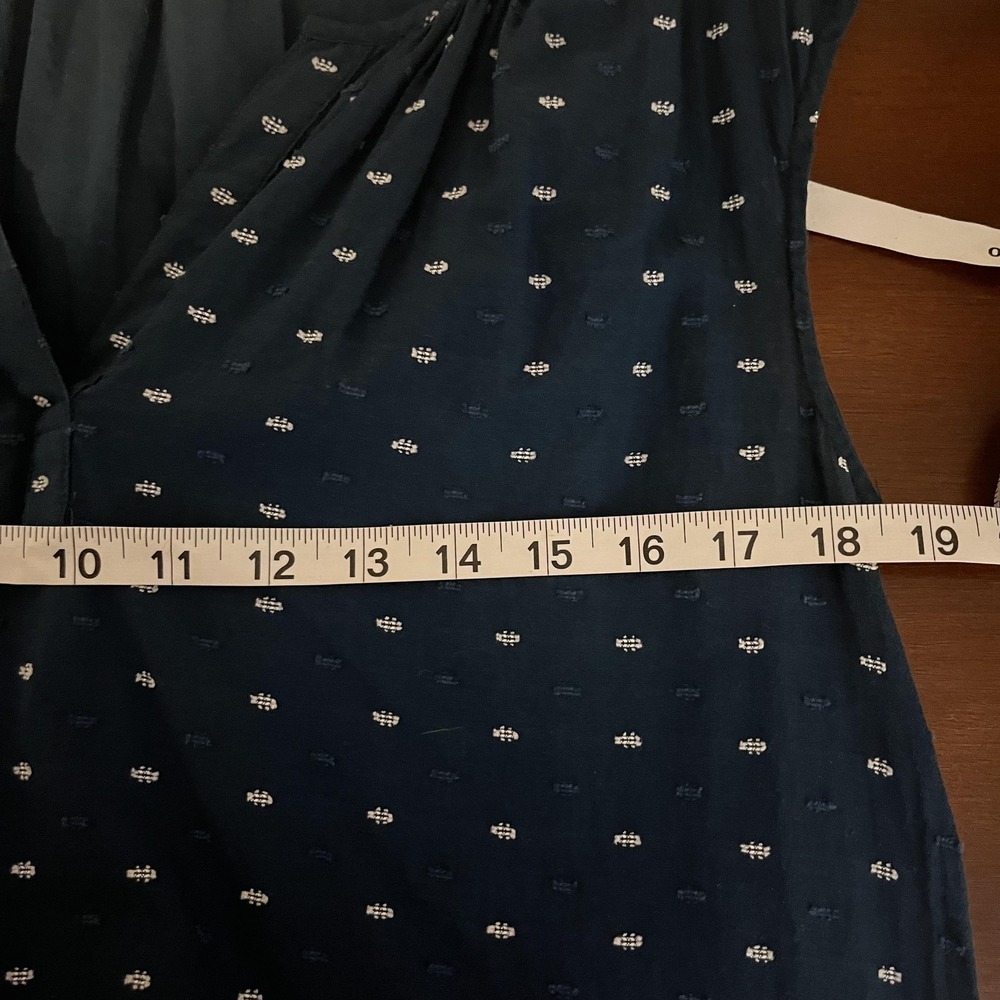 LOFT Dress Womens MP Petite Blue Polka Dot V Neck Sleeveless Shift Knee Length - Picture 5 of 6